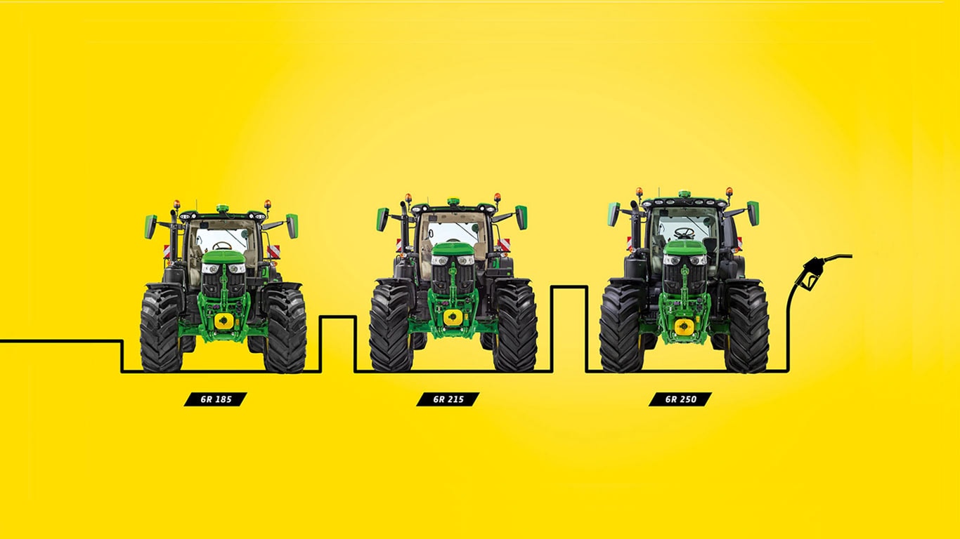 6r serijos didelį rėmą turintys traktoriai